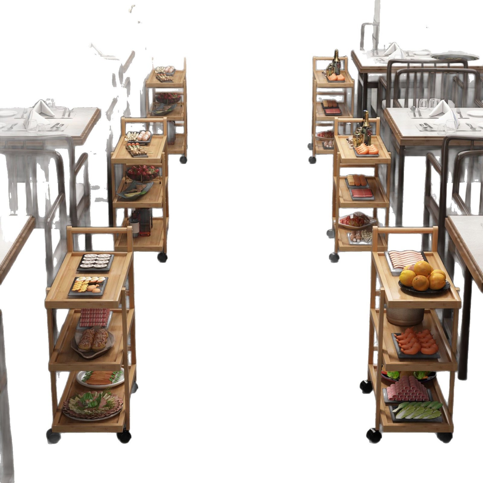 Hot Pot Restaurant Vegetable Rack Multi-Layer Cart Vegetable Rack Dish Rack Storage Rack Commercial Hotel Kitchen Storage