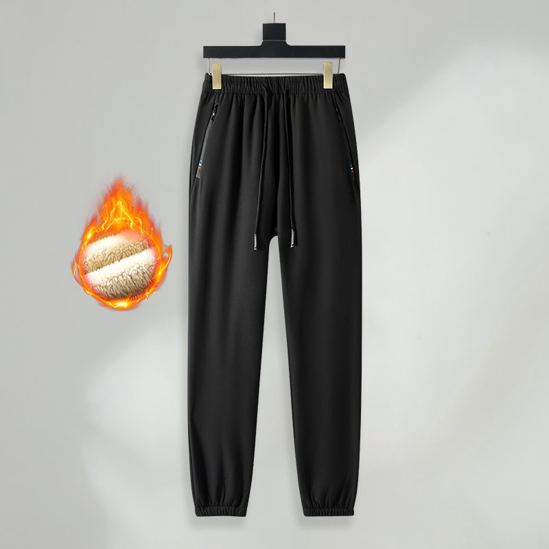 Lamb Velvet Sweatpants Men's Winter Outer Wear Windproof and Waterproof Large Size Warm Sweatpants Fleece-Lined Thickeneded Casual Pants Trendy