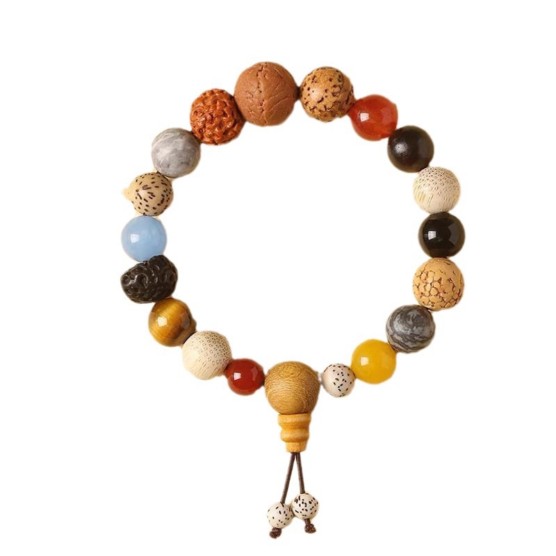 Lingyin Eighteen-Seed Bracelets Fifth Generation Multi-Bead Kidsren's Men's and Women's Textile Rosary 18-Seed Wooden Bodhi Beads
