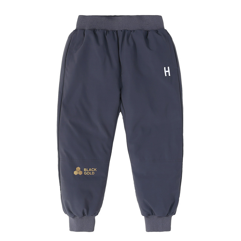 Winter New Men's and Women's Children's Middle and Big Children's Thickened Black and Gold Casual Down Pants Long Outer Wearing Pants Warm Pants