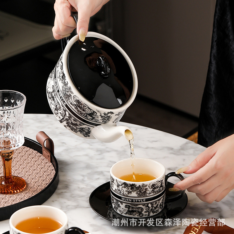 Flower Tea Pot suit Household Health Fruit Flower Tea Pot Exquisite Forest Cup and Saucer Ceramic Tea Set Gift Box