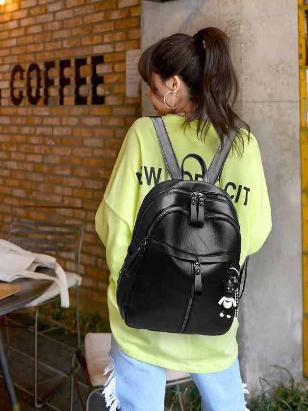 Factory Direct PU leather backpack large capacity high school student schoolbag leisure ladies travel backpack foreign trade Wholesale