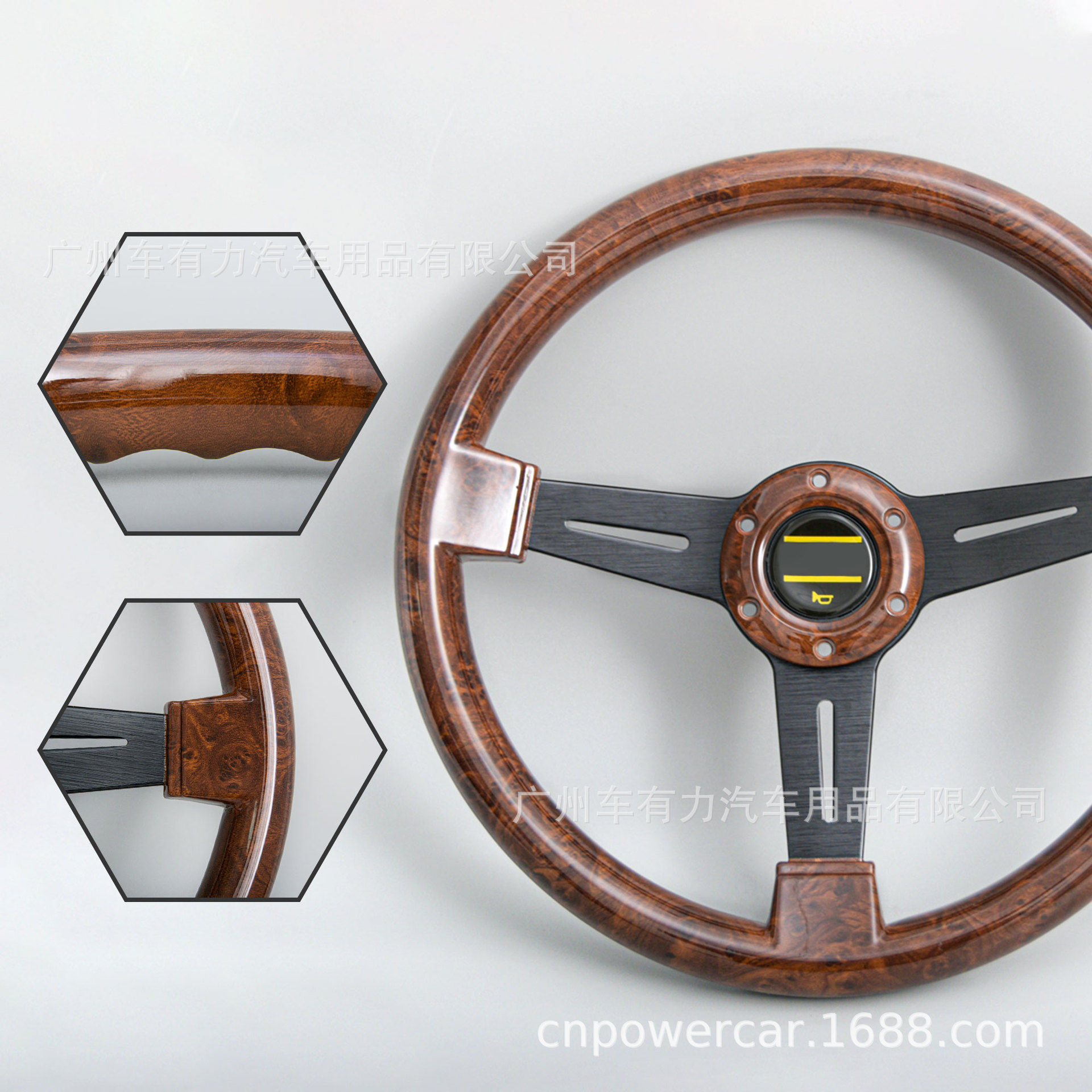 Factory Direct Sales Automotive General Retro Nd Peach Wood Color Steering Wheel 14inch General Abs Flat Steering Wheel