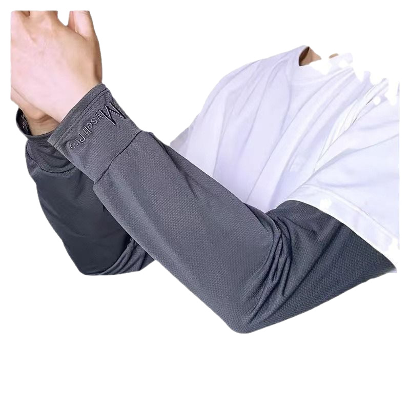 New Straight Summer Sun Protection Ice Silk Sleeves Men's Hand Sleeves Driving Outdoor Loose Sleeves Ice Sleeves Uv Protection