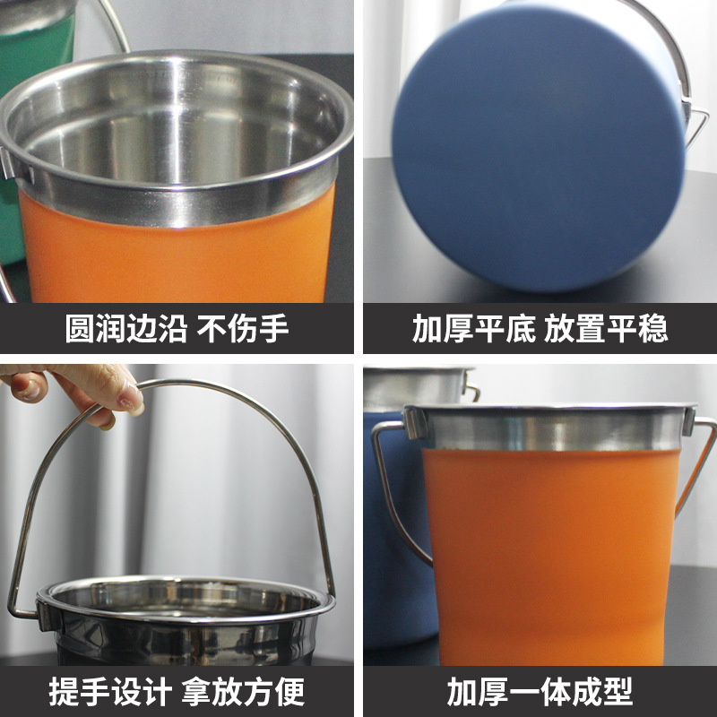 Stainless Steel Ice Bucket Cross-border New Multifunctional Binaural Portable Ice Bucket Bar Outdoor Camping Beer Bucket