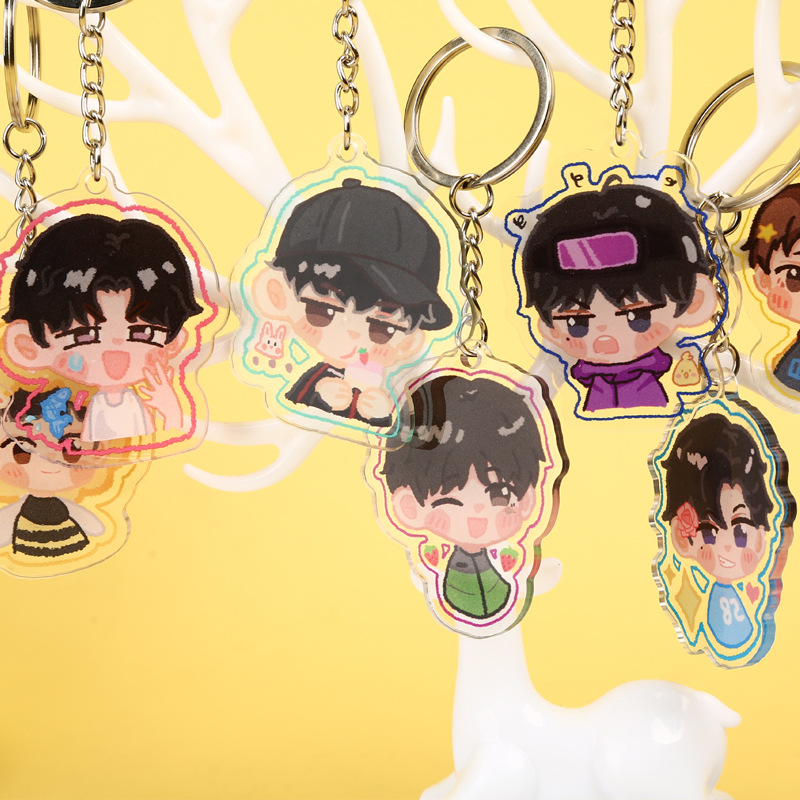 Acrylic Custom Keychain Cartoon Cute Character Transparent Acrylic Pendant Star Anime Key Pendant