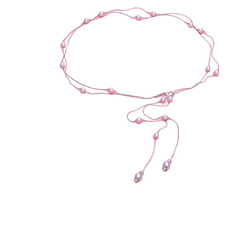 Waist Chain Women's High-End Pearl Thin Waist Chain Fashion Accessories Decorative Sweater Dress Metal Thin Belt Wholesale