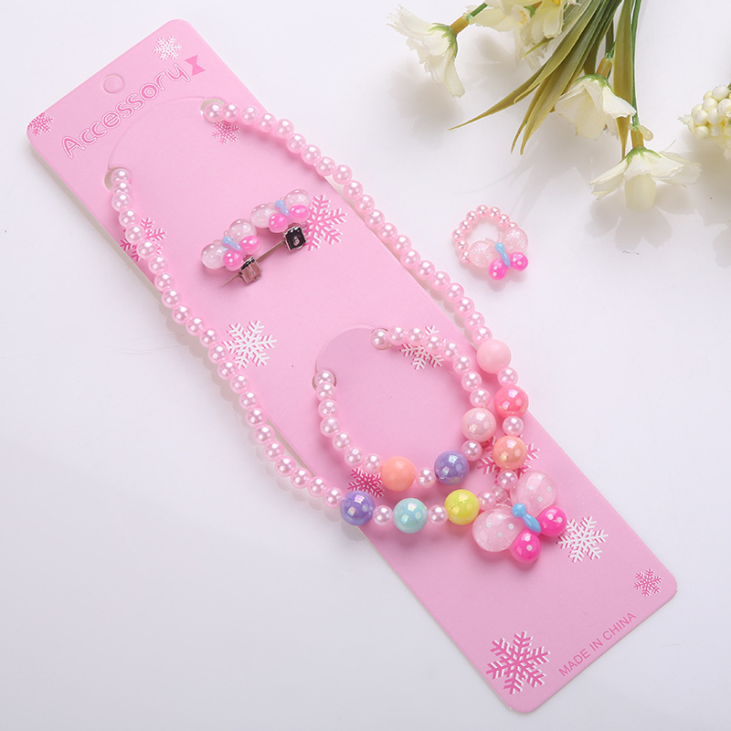 New Children's Accessories Princess Necklace Set Cartoon Kt Cat Candy Beads 4-Piece Set Yiwu Necklace Wholesale