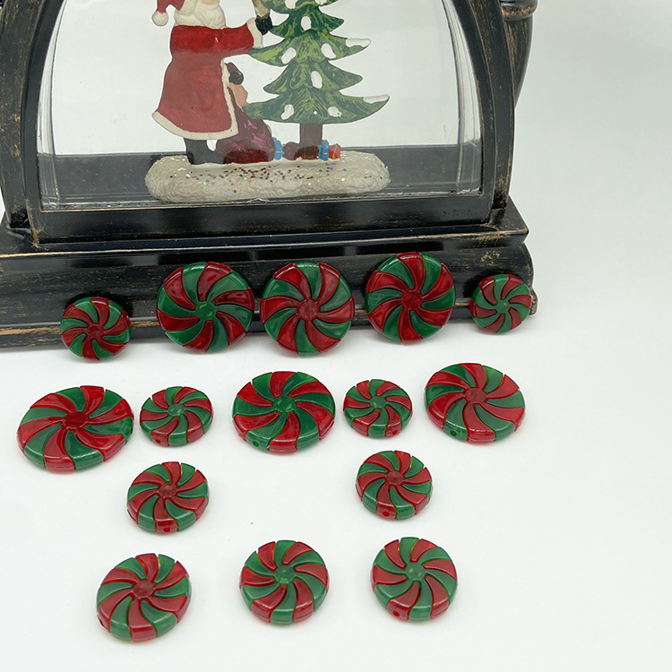 Cross-Border New Product Christmas Candy Color Injection Molded Lollipop Two-Color Colorful Candy Windmill Candy Accessories Wholesale Parts