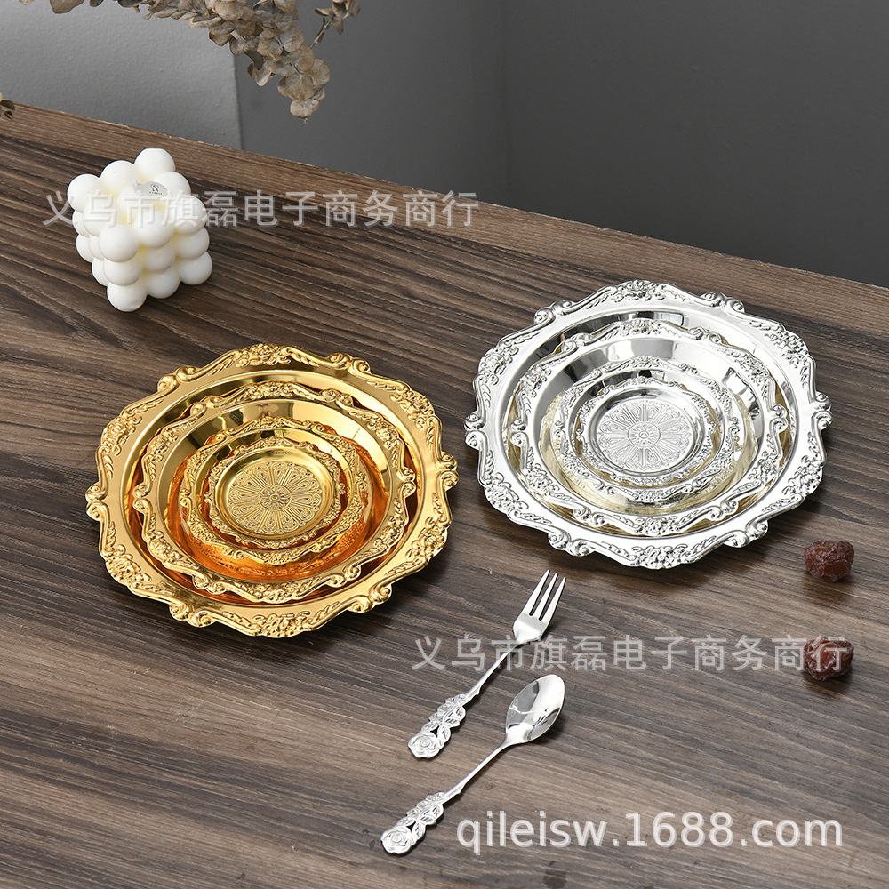 Металлическая чайная подставка с резьбой маленькая тарелка для закусок европейская ретро подставка для свечей