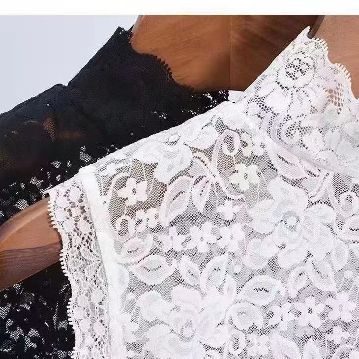 Explosions Fake Collar Women's Stylish Lace Lace Collar Half High Collar Sleeveless Short Lace Top Fashion All-Match