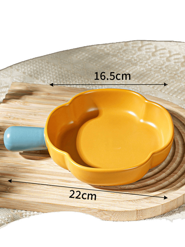 Ceramic Handle Baking Bowl Instant Noodle Bowl Microwave Baking Dish Dish Plate Household Tableware Oven Baking Cheese Baked Rice Plate Bowl