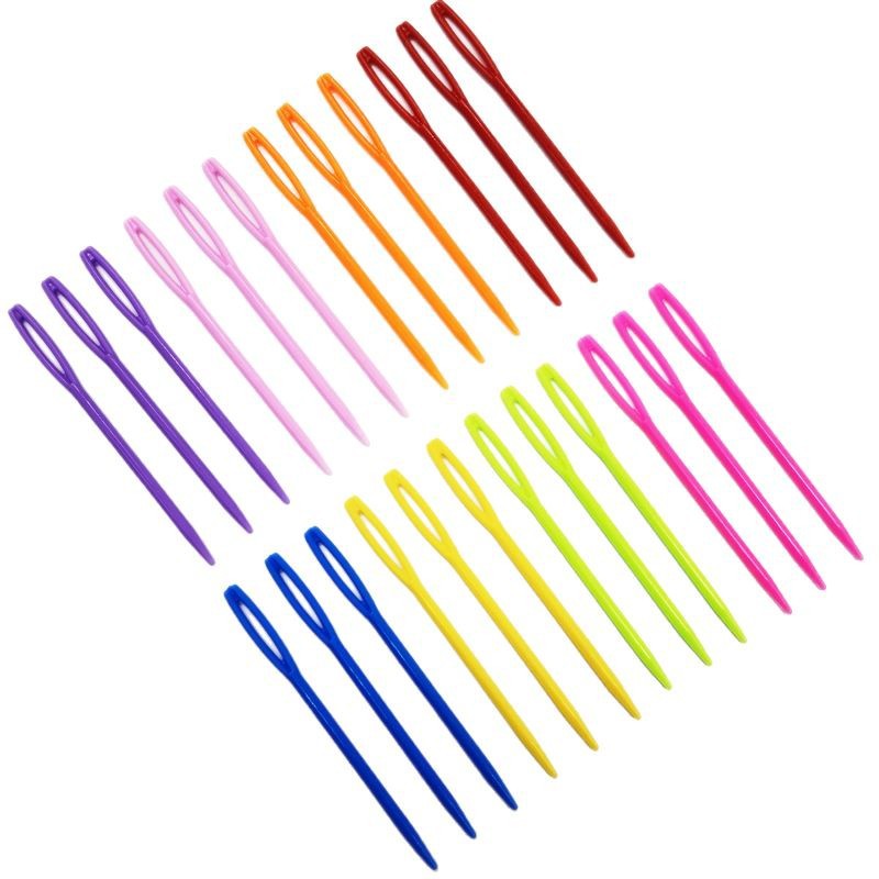 Source manufacturer ABS plastic hand sewing needle knitting tool sweater needle big eye embroidery needle hand DIY plastic needle