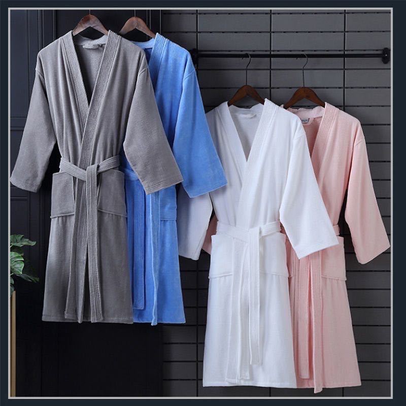 Hotel Bathrobe Pure Cotton Towel Material Absorbent Quick-Drying Thickened Cotton Long Nightgown Couple Men and Women Bathrobe Wholesale