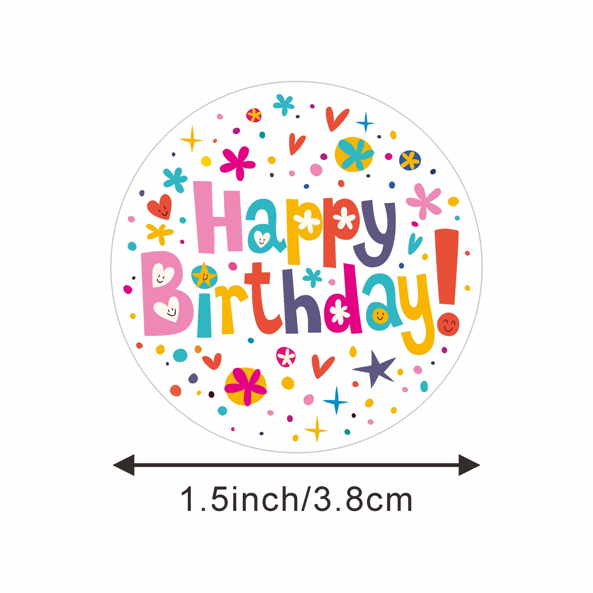 Cross-border 1.5-inch Happy Birthday Sticker Thank you for accompanying me with birthday gift decoration stickers kindergarten stickers