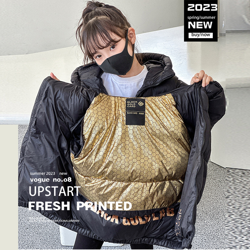 2023 new black gold children's down jacket padded hooded men's and women's children's down jacket coat wholesale generation