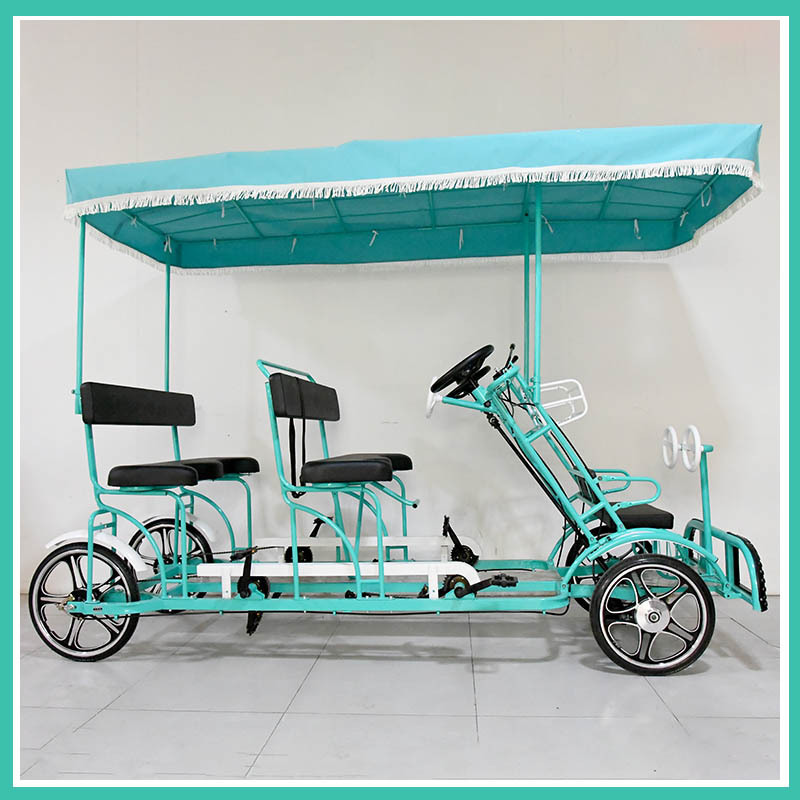One-Person, Two-Person, and Four-Person Sightseeing Bicycles for Family Outings with Four Wheels and Pedals
