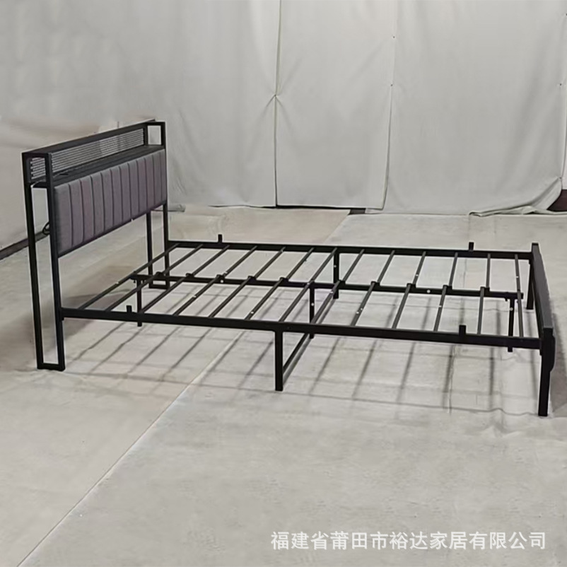 Cross-Border Double Bed Single Bed Wrought Iron Bed Steel Wood Iron Frame Bed Thickened Iron Bed Modern Simple Bed Dormitory Bed