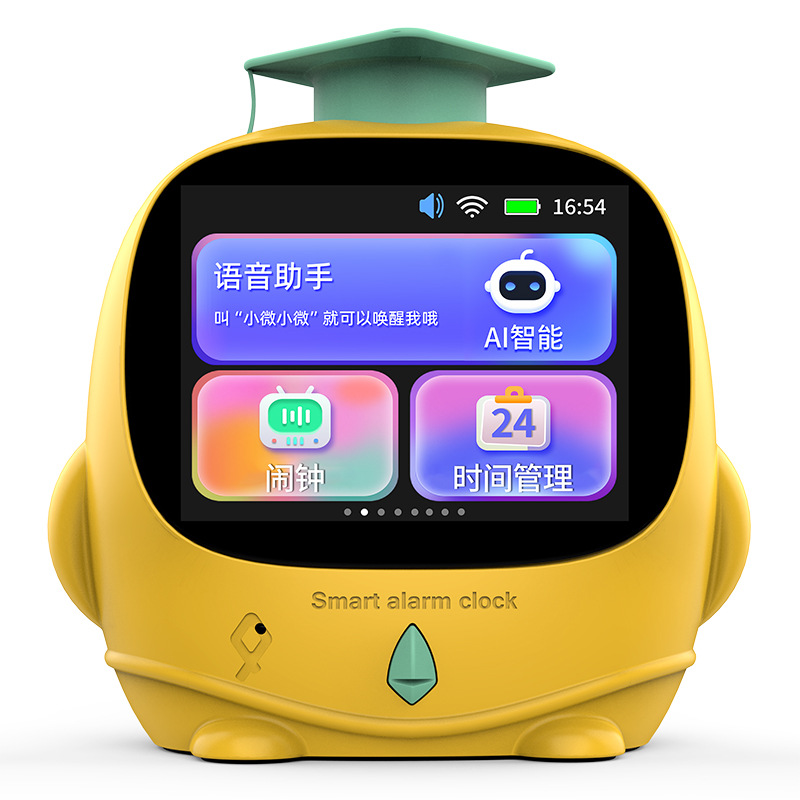 Children's AI Smart Alarm Clock Students with Voice Assistant Timing Small Alarm Clock Light Integrated Night Light to Sleep and Tell Stories
