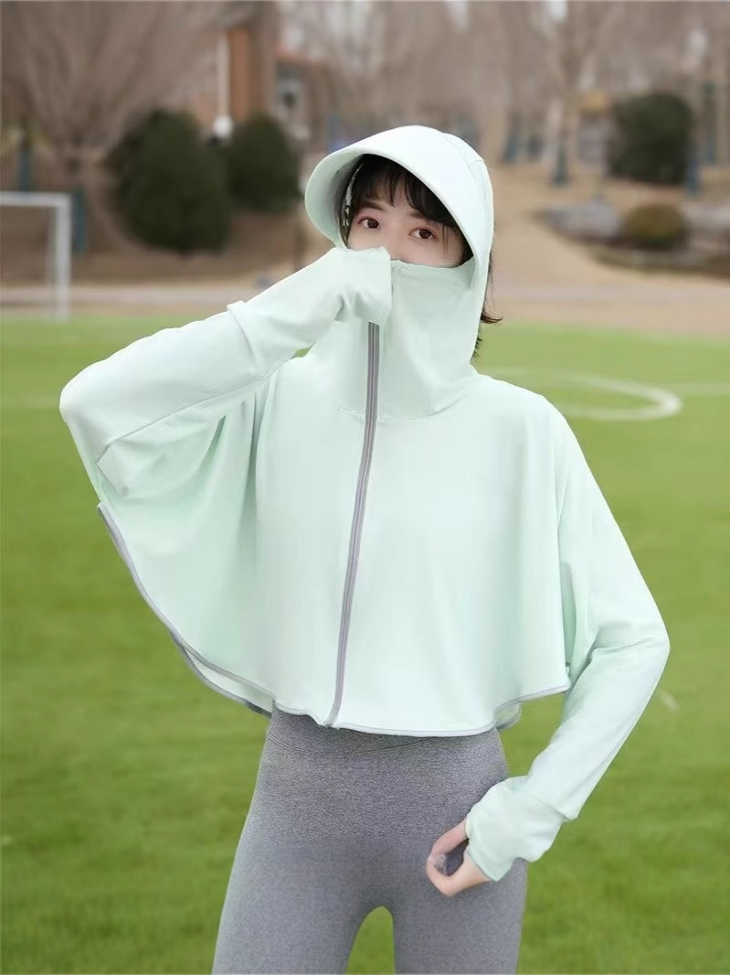 Длинная куртка с широкими полями из ледяного шелка, летняя защита от УФ, тонкая