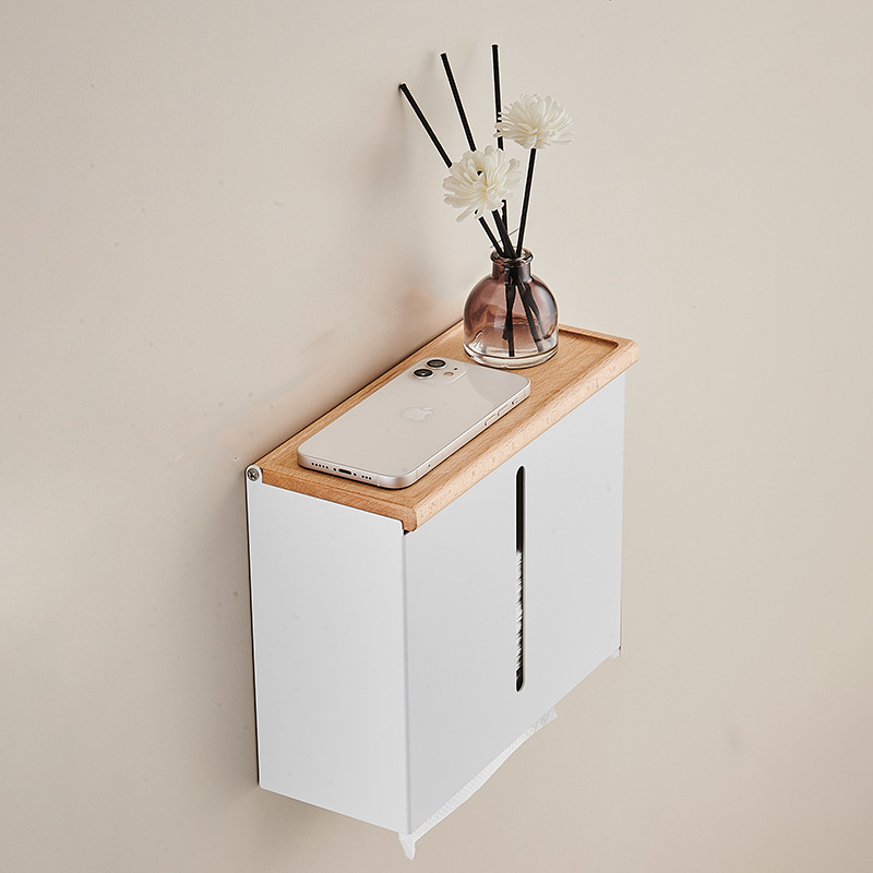 Household tissue box solid wood tissue box walnut paper box kitchen bath roll paper box multi-purpose storage rack in stock wholesale