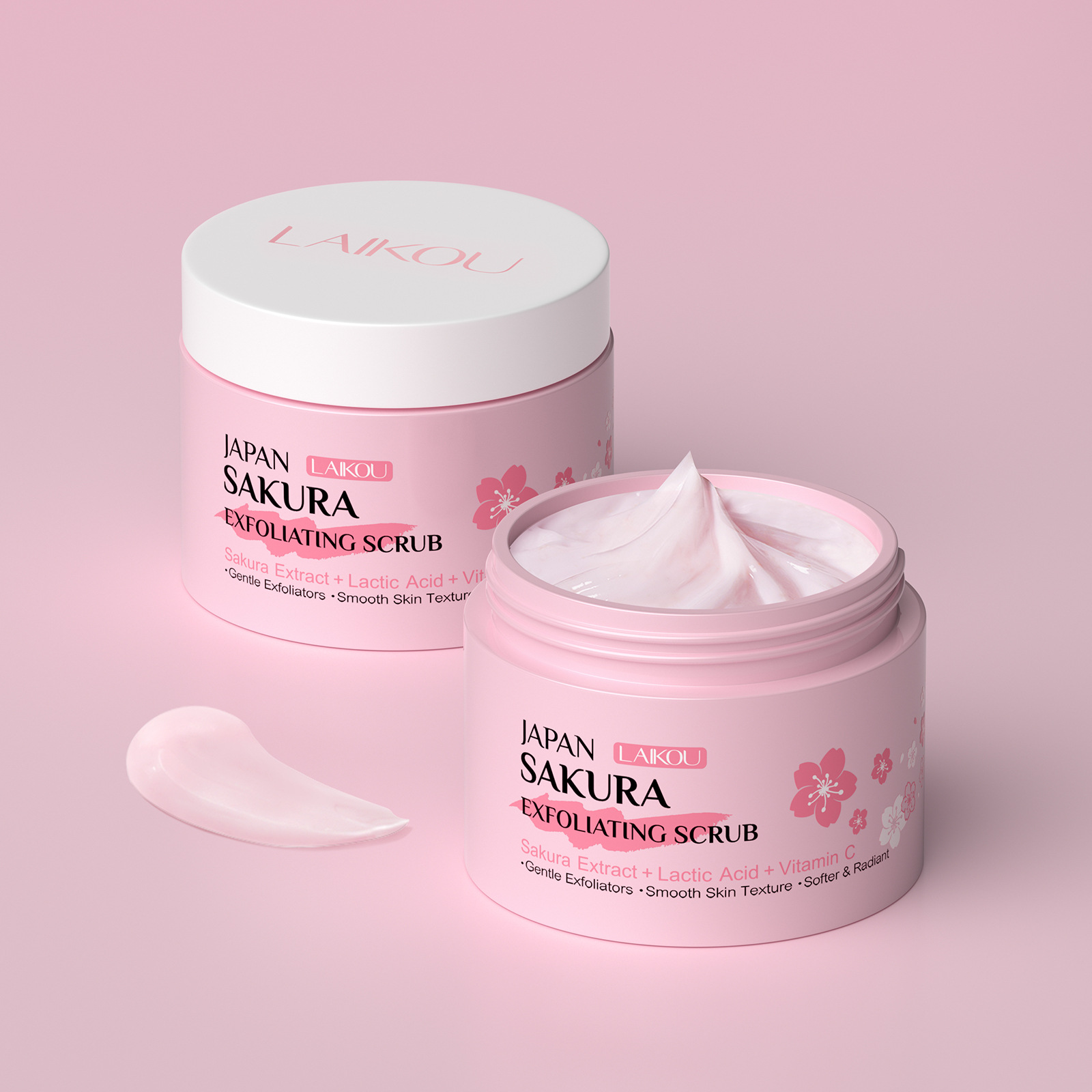 Кросс-бордер, новый продукт Laikou Sakura Scrub 25г, очищение и увлажнение, полная английская упаковка
