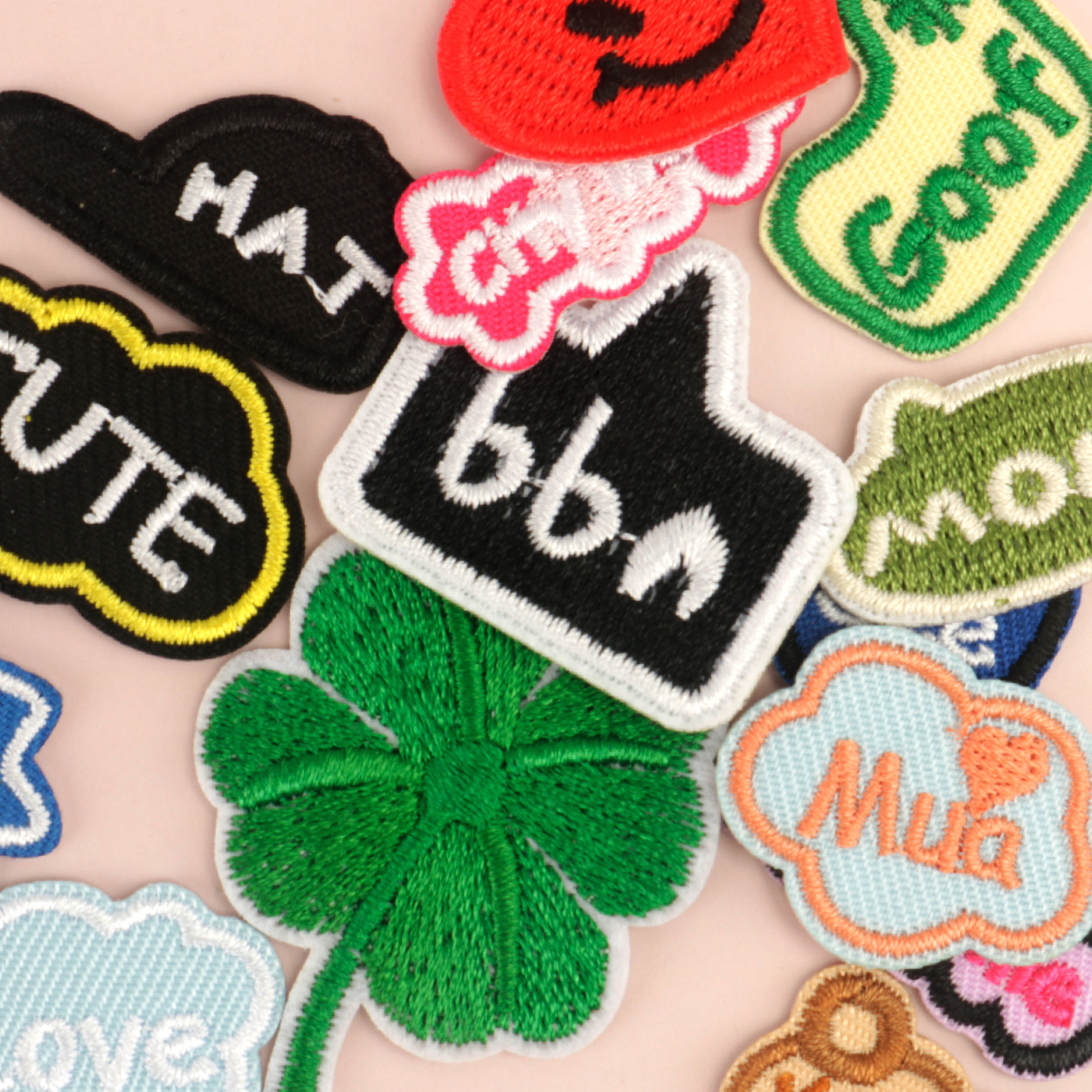 Cartoon Hot Melt Adhesive Embroider English Heart Embroider Cloth Stickers Shoes and Hats DIY Decorative Cartoon Animation Decals