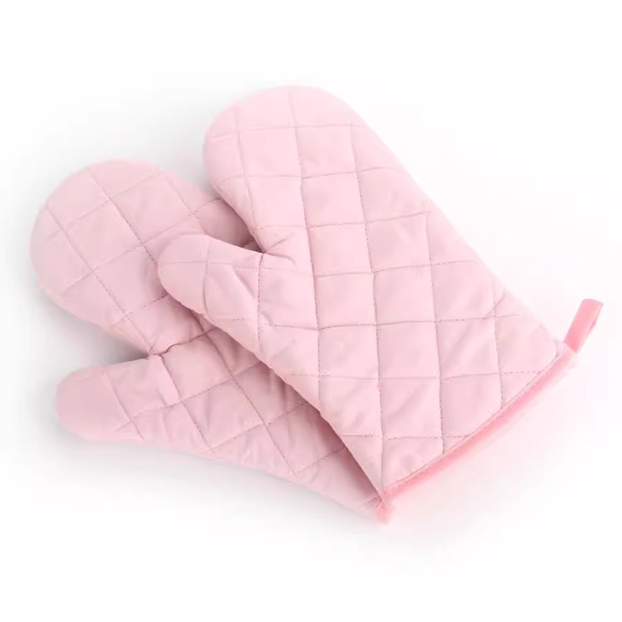 Solid color quilted microwave oven anti-scalding heat insulation high temperature non-slip gloves kitchen oven baking special factory outlet