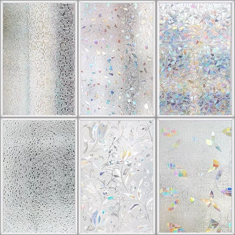 Радужная стеклянная наклейка для окон, статическая, без клея, лазерная, для ванной, защита личной жизни, светопропускающая, но не прозрачная