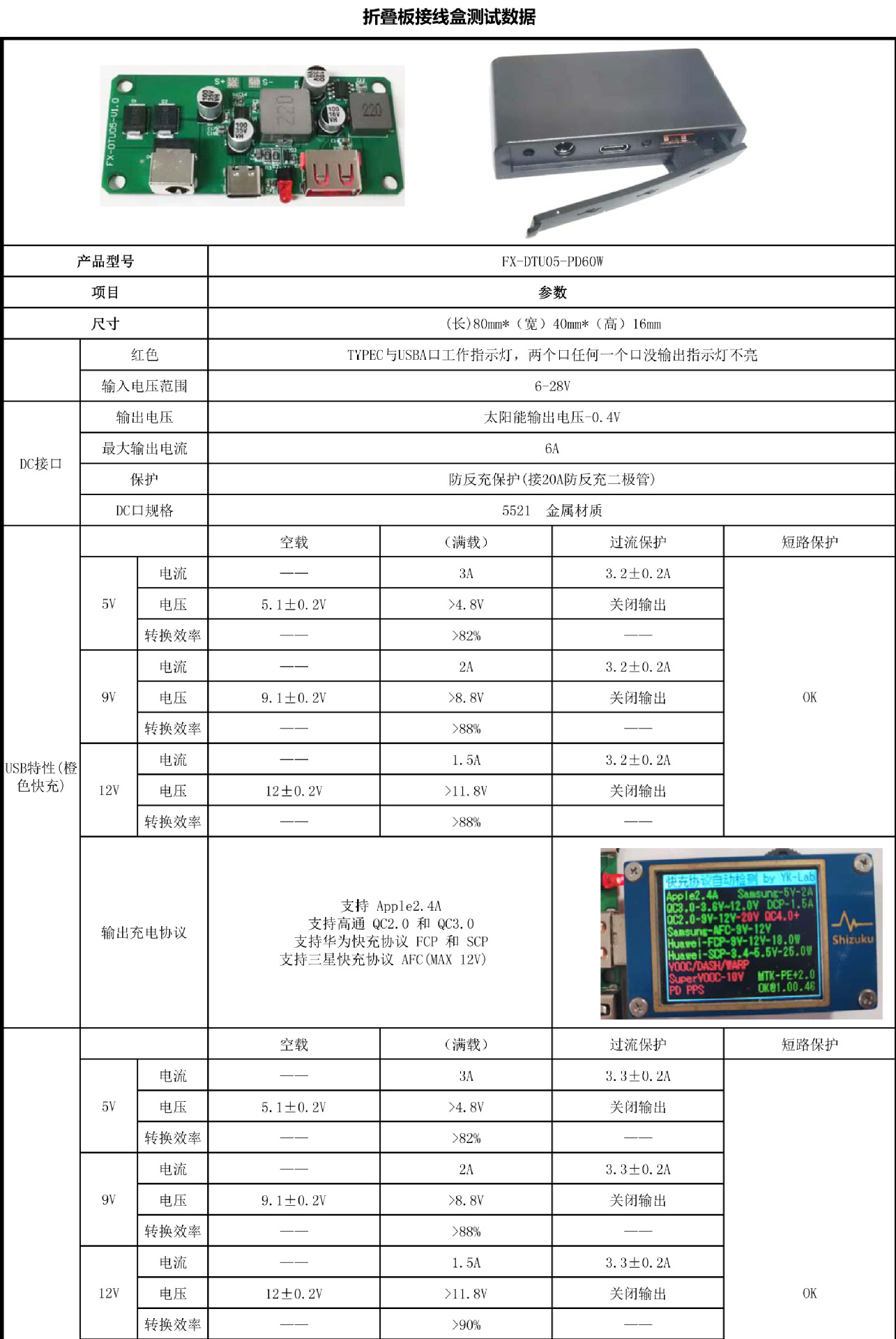 Solar Foldableing Package Junction Box FX-DTU05 PD60W Solar Portable Charger