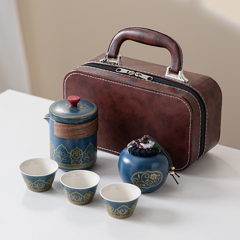 Набор чая для путешествий, малый набор, портативный кунг-фу, керамика, наружный быстрый кубок, бизнес-подарок, оптовая продажа, логотип