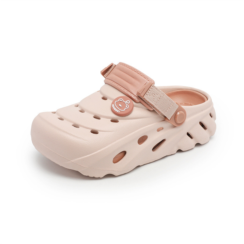 Women's Croc Shoes Summer Thick Sole Increased Wear-Resistant Anti-Slip Baotou Slippers Eva Outerwear Deodorant Hollow Sandals with Shit Feeling