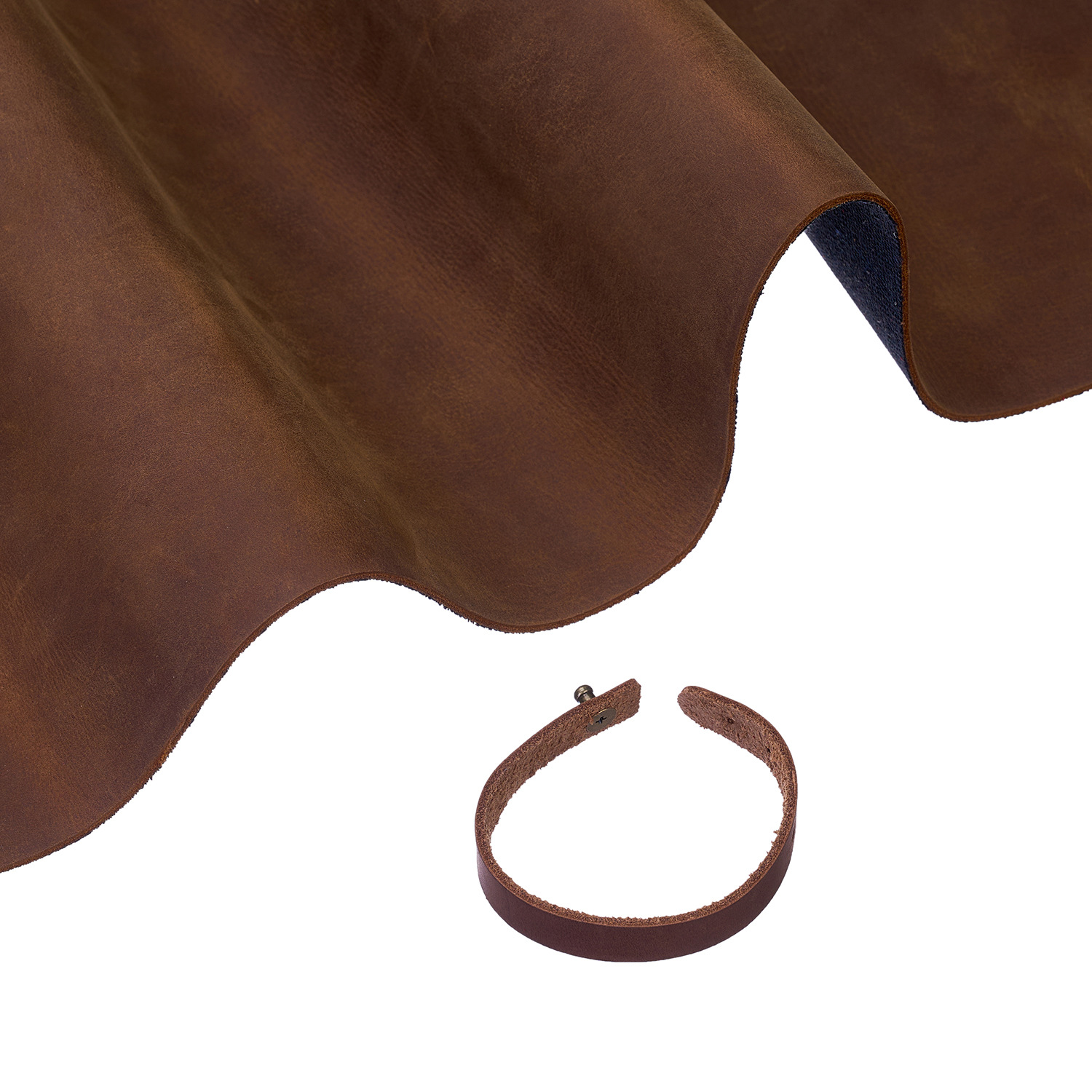 Bourbon Brown Crazy Horse Leather 1.8-2.1mm Wholesale Double Layer Cowhide Various Sizes Leather Sheets Handmade Leather Vintage