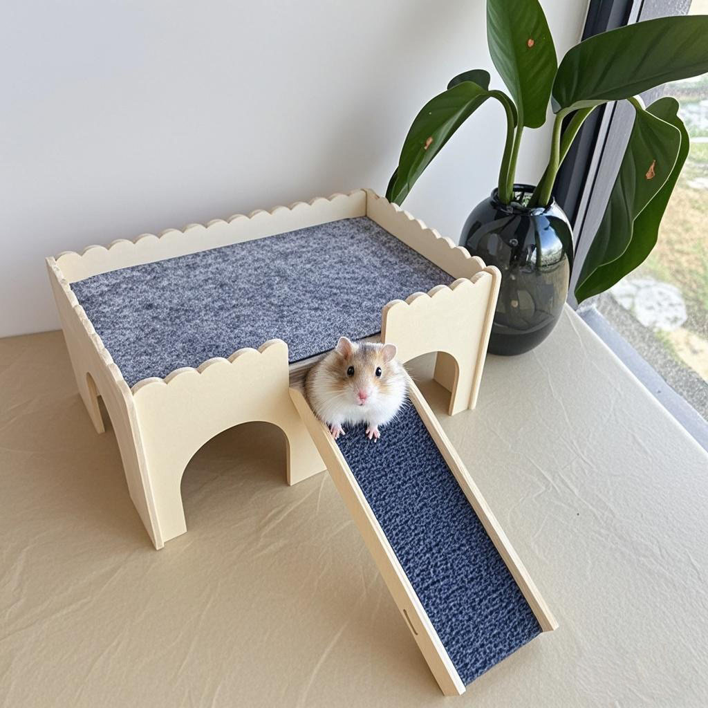 Wooden Guinea Pig Small House Removable Hamster Cage Interior Landscaping Platform Decoration Toy Small Hamster Luxury Villa