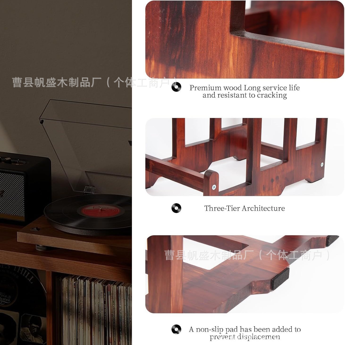 Spot Solid Wood Record Rack Retro Album Display Rack Photo Album Cd Display Rack Creative Wooden Vinyl Record Rack