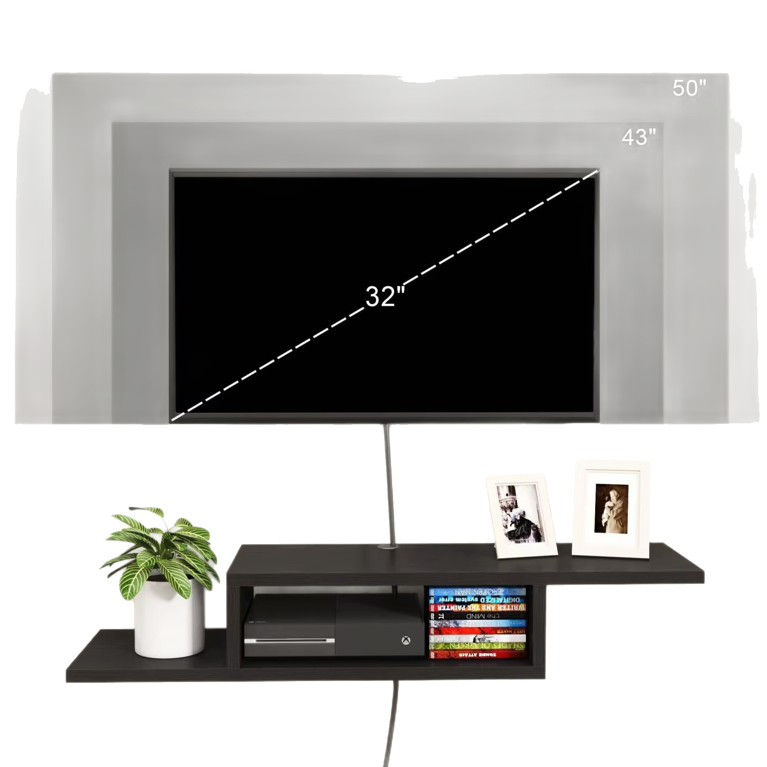 New Simple Wall-Mounted Small Apartment Living Room Tv Cabinet Bedroom Background Wall Set-Top Box Storage Rack Suspended Tv Cabinet