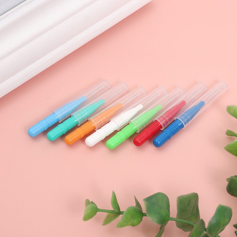 Color mixing direct supply interdental brush oral care brush orthodontic interdental brush toothpick cleaning gap brush I-type interdental brush