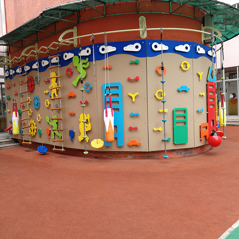 Custom Kindergarten Children's Rock Climbing Wall Physical Development Training Large Indoor Outdoor Wooden Climbing Wall