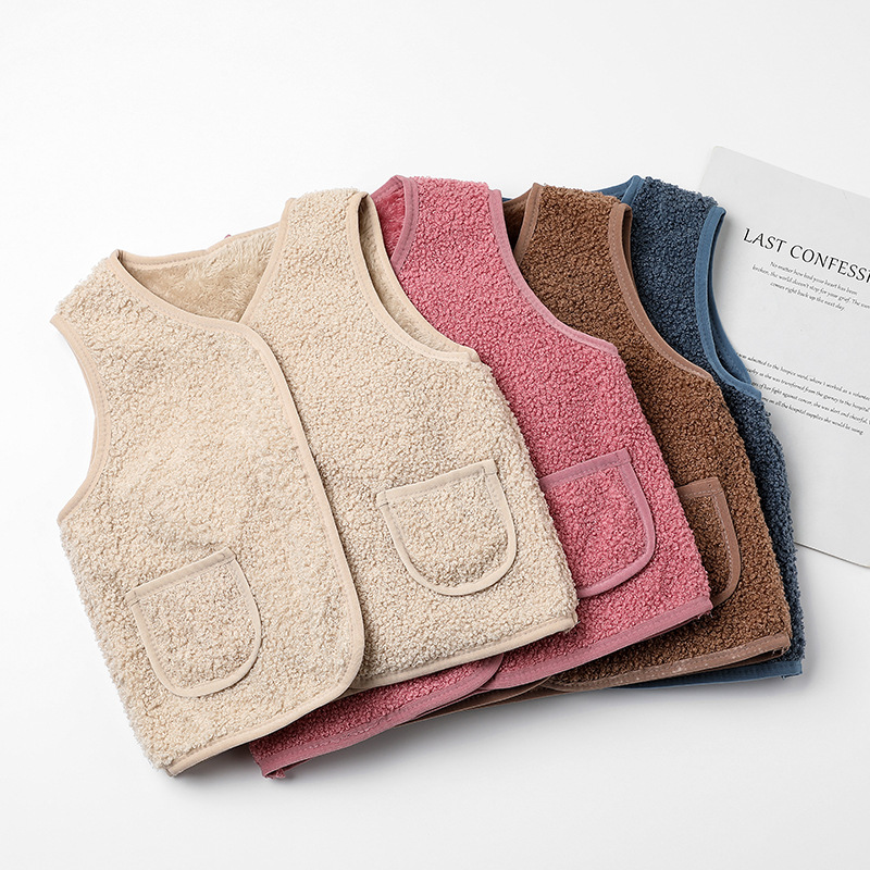 Spring, Autumn and Winter Kidsren's Cashmere Vests for Boys and Girls, Warm Vests for Babies, Category a Fleece-Lined Kidsren's Clothing