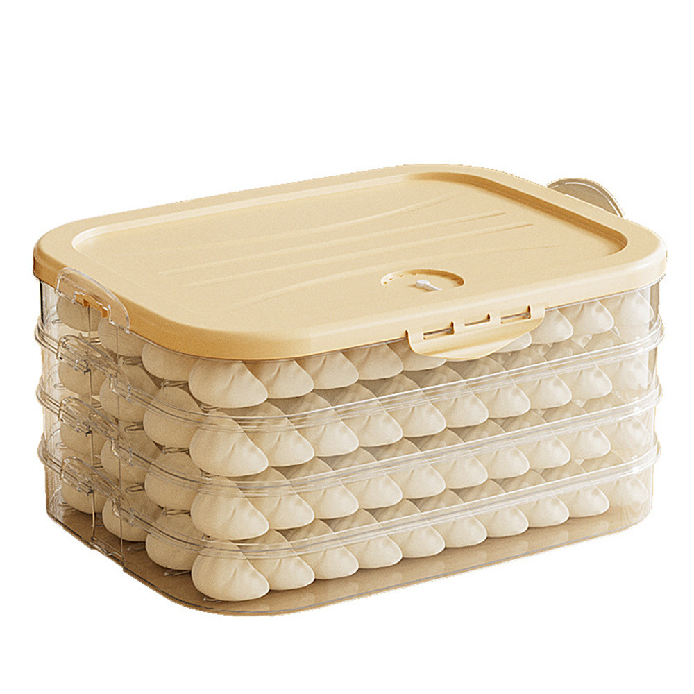 25-Year New Dumpling Box for Home Use, Anti-Stick Bottom, Fresh-Keeping Wonton, Dumpling, Bun, Quick-Freeze Refrigerator Storage Box