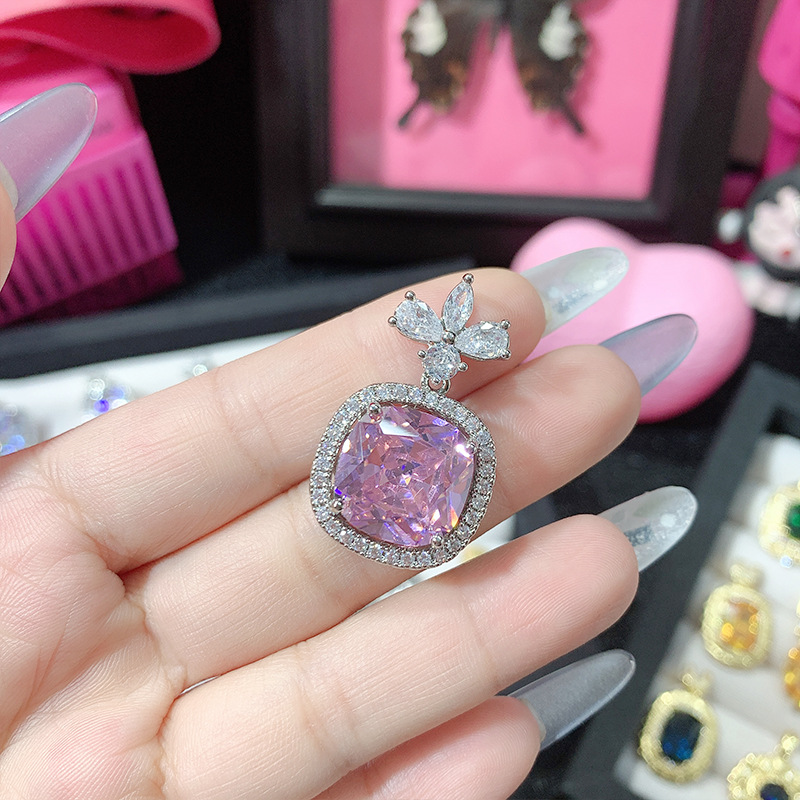 Cene Dazzling Luxury High-Quality Gold-Plated Colorful Gemstone Pendant Women's Japanese and Korean Popular Rich Woman Versatile Party Necklace