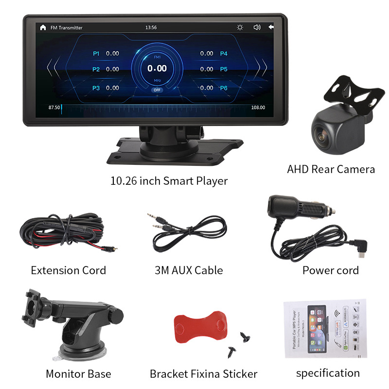 Cross-Border 10.26-Inch 4K High-Definition Front and Rear Dual-Recording Driving Recorder 1080P Carplay Mp5 High-Definition Screen