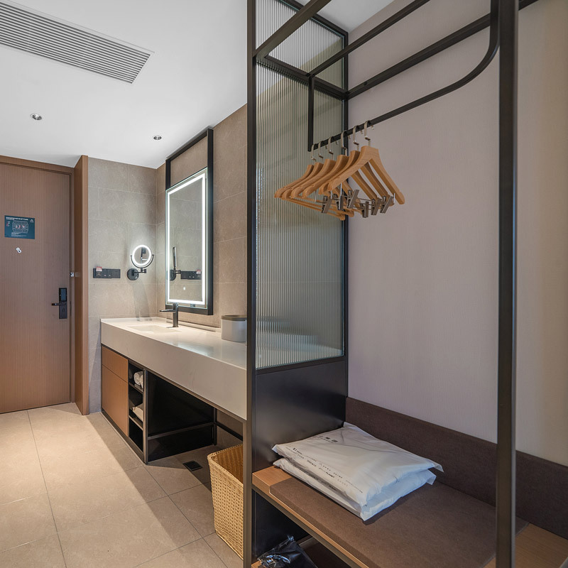 Atour Hotel Full Set of Furniture Guest Room Bedside Table Luggage Table and Chair Standard Bed Shelf Matching Double-Board Bed