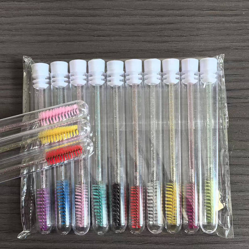 Cross-Border Tube Eyelash Brush with Diamond Eyelashes, Crystal Rod, Spiral Eyelash Comb, Eyebrow Brush, Portable Eyelash Curling Brush