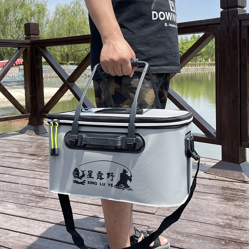 Live Fish Bucket Fishing Bucket Eva Foldableing Fishing Box Thickeneded Satchel Shoulder Multi-Functional Fish Box Fish Protection Bucket Fish Bucket