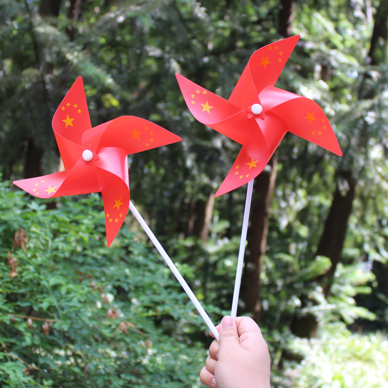 Горячая распродажа на национальный день, 21 см, четырехлистная, пятизвездная красная флаговая пластиковая мельница, уличный декор