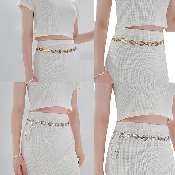 Cross-Border European and American Retro Carved Metal Waist Chain Accessories Women's Chain Belt Ethnic Style with Skirt Sexy Belt Y2K