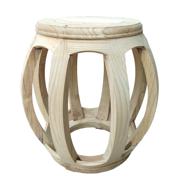 Solid Wood Drum Stool, White Embryo Guzheng Stool, Shoe Changing Stool, White Stubble Ancient Stool, Southern Elm Tea Table Stool, Classical Chinese Round Stool