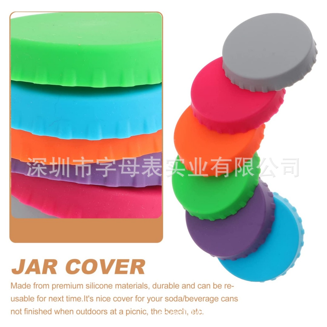 Cross-Border Hot Selling Silicone Soda Bottle Caps, Cola Caps, Reusable Leak-Proof Sealed Can Caps, Printable Logos