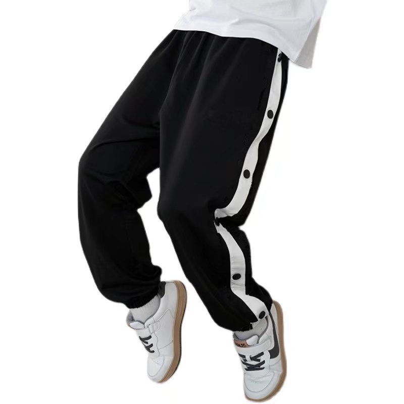 Spring and Autumn Boys' Sports Pants Fully Open Seconds Off-Buckle Pants Big Boy Height Children's Basketball Training Pants Fully Open-breasted